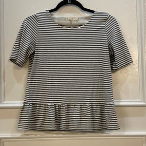 Grey stripe boutique peplum top size medium